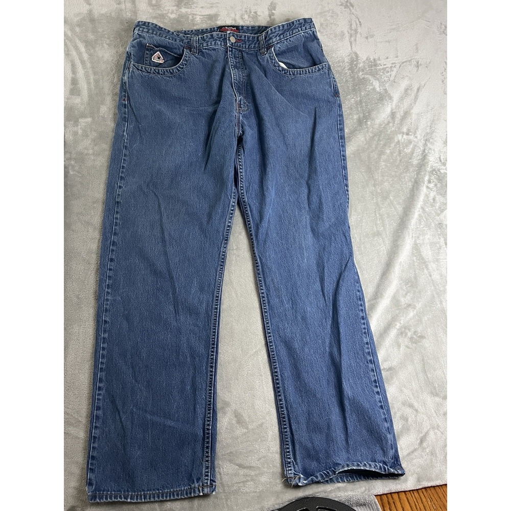 Bulwark Mens Jeans 40x34 Blue Flame Resistant Work Pants Relaxed Fit Denim
